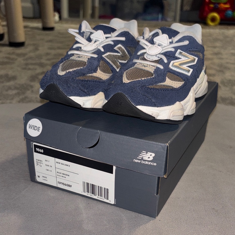 New Balance Kids' Navy and White Sneakers